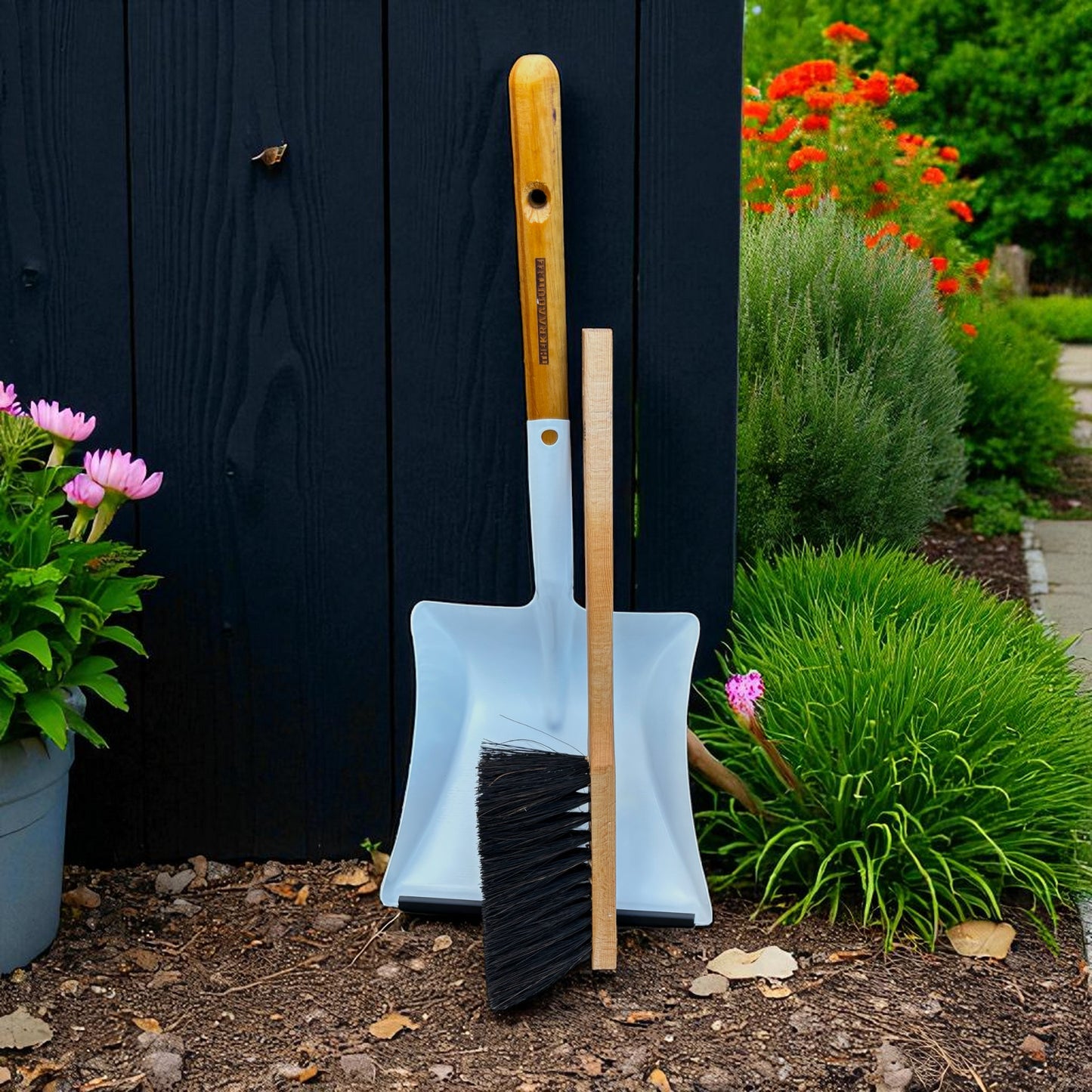 Shovel and dustpan set with long handle 55cm