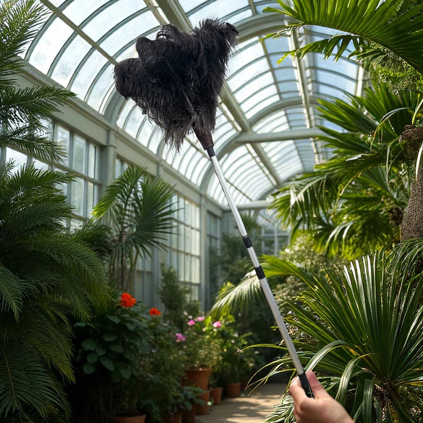 Ostrich feather duster telescopic up to 3 meters