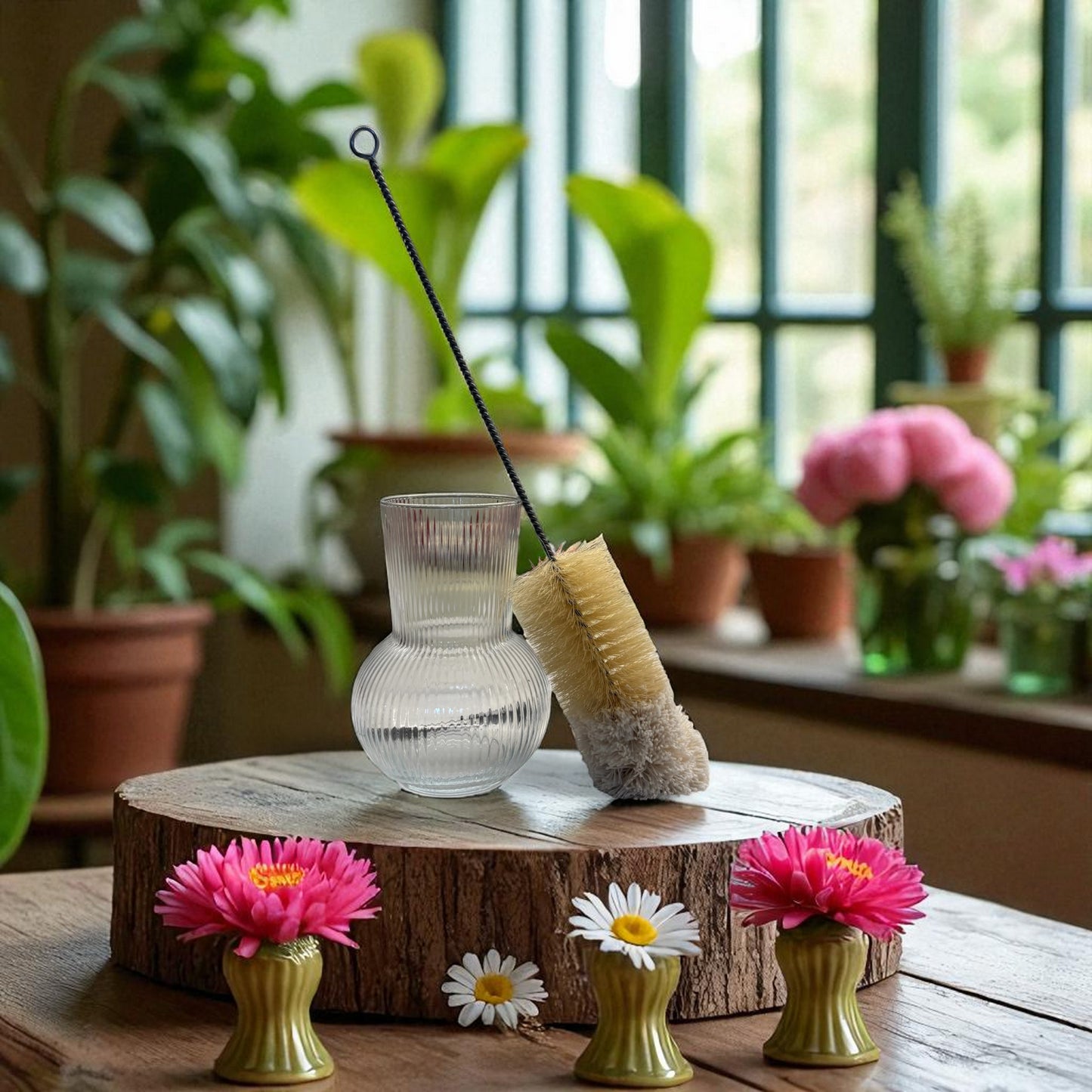 Bottle/vase cleaning brush, Tampico plant fibres 44cm
