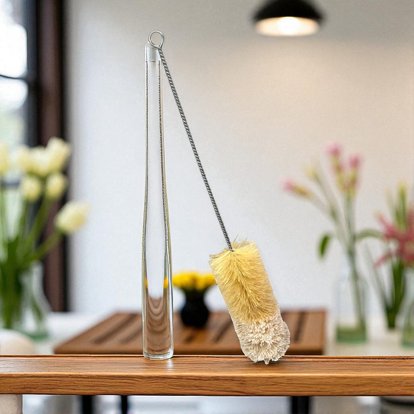 Bottle/vase cleaning brush, Tampico plant fibres 44cm