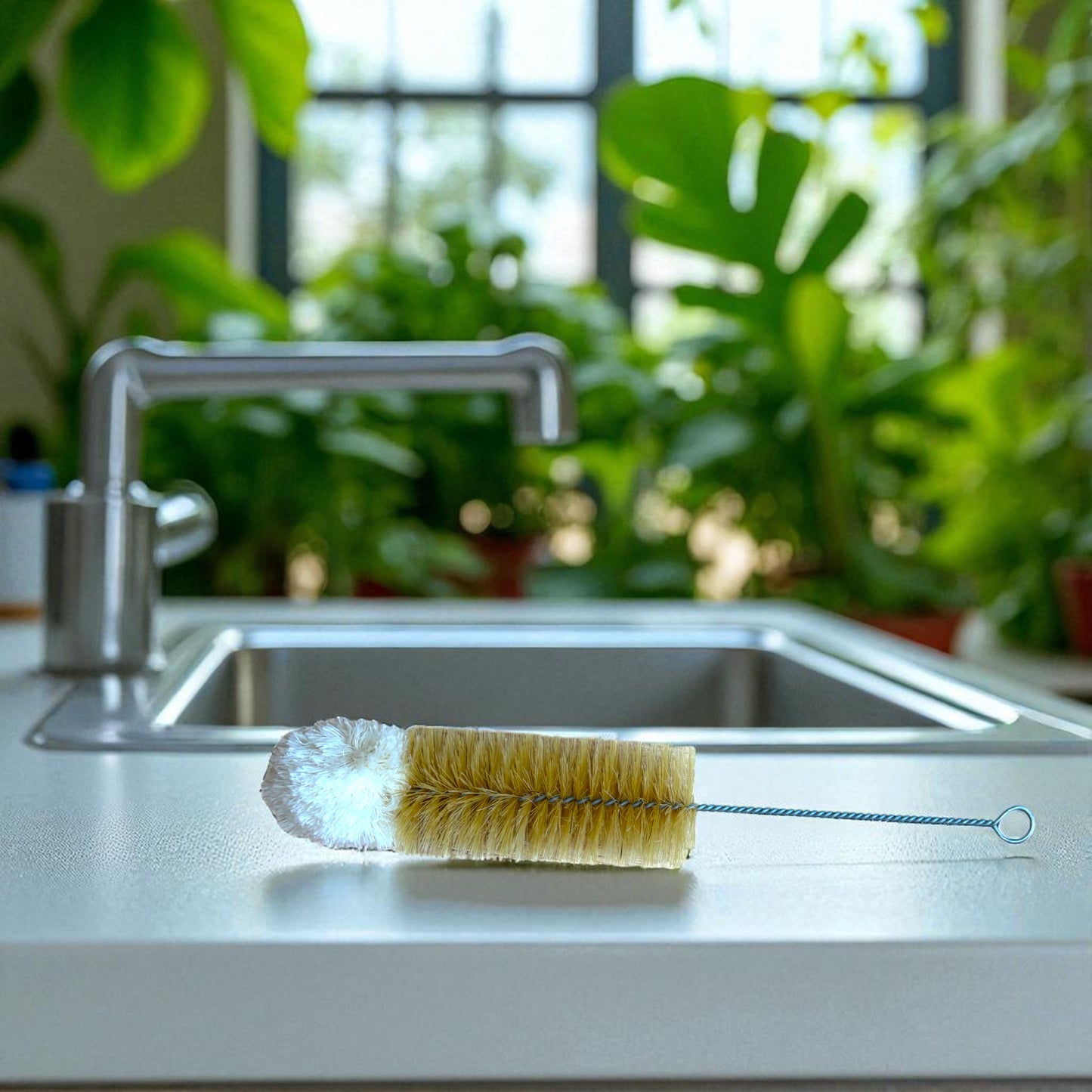 Bottle/vase cleaning brush boar bristle 30cm