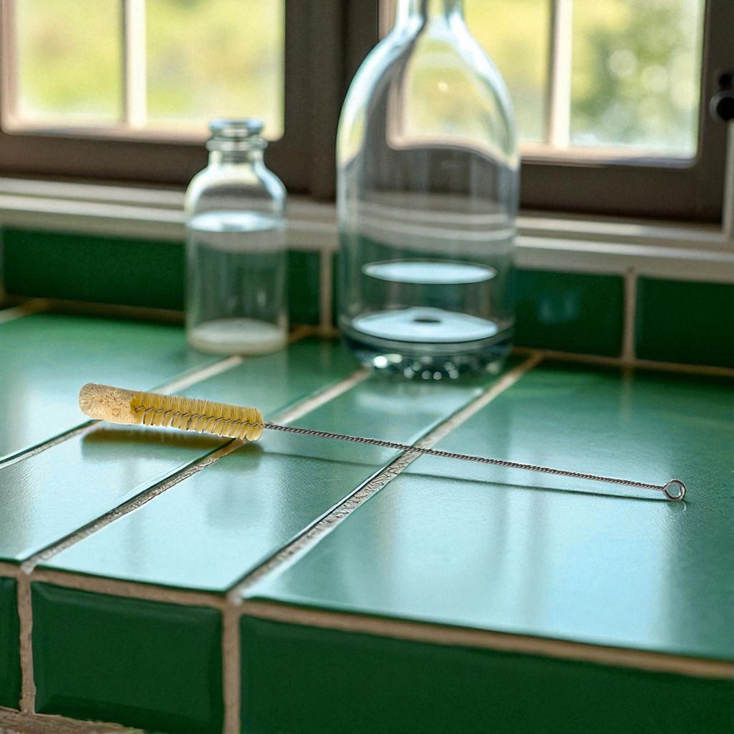 Bottle/vase cleaning brush slim 40 x 7cm