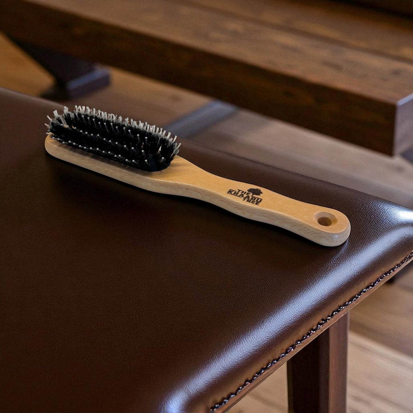 Slim natural hair brush with a detangler 22cm
