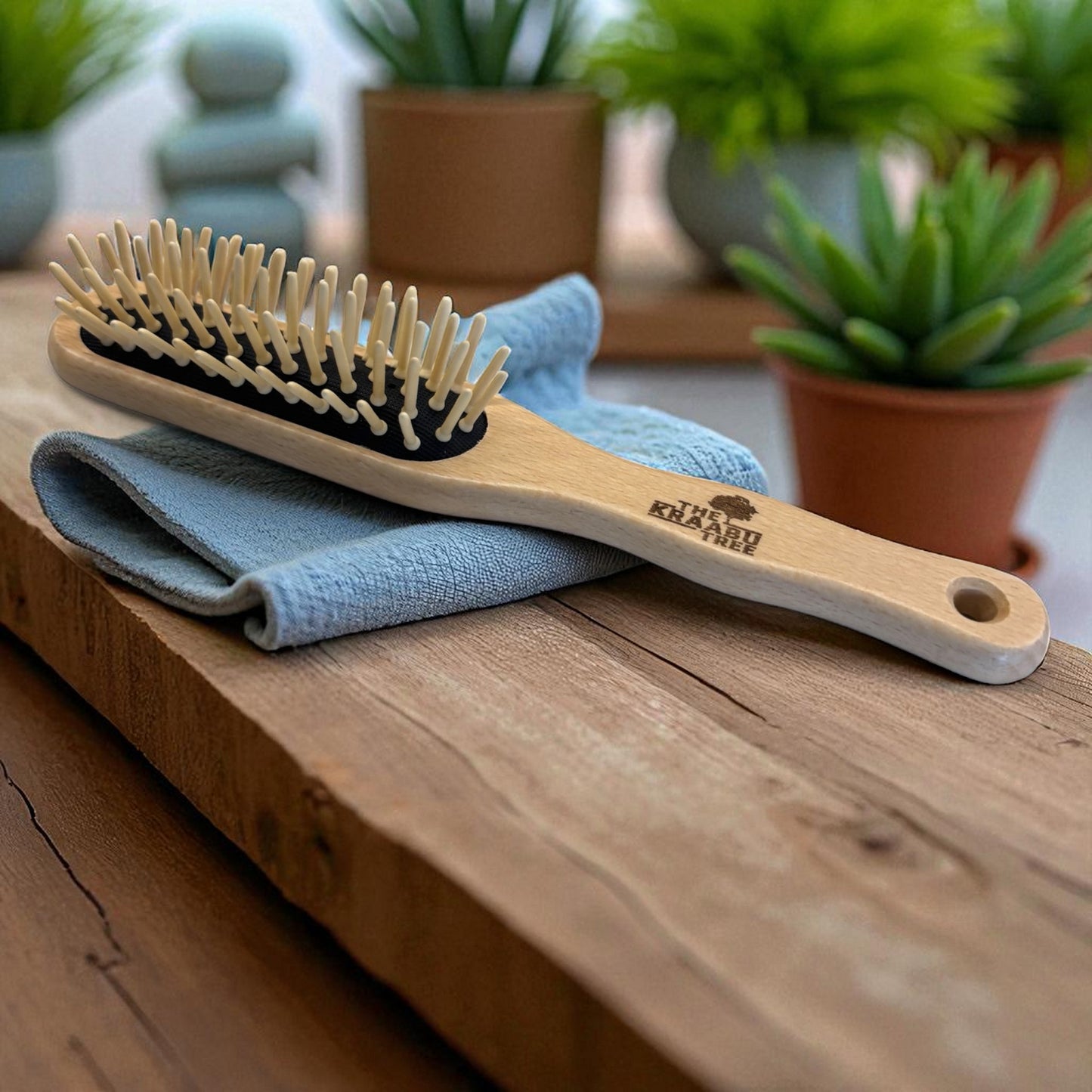 Slim hairbrush with wood pins 22cm