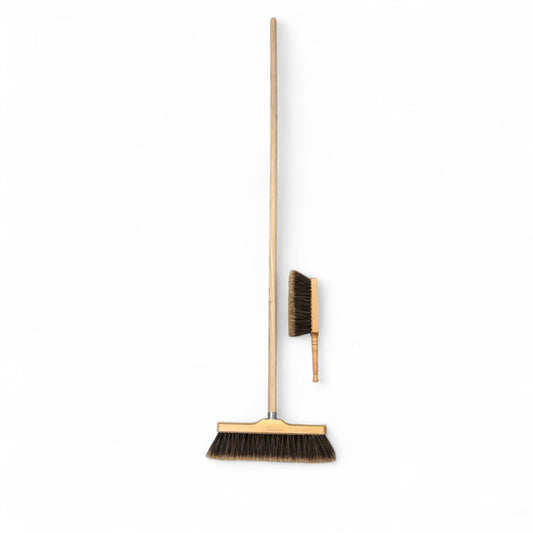 Luxury indoor broom and hand brush set split horse hair end