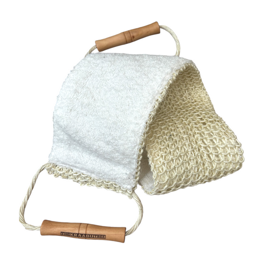 Natural sisal bath strap with wooden handle 80 cm long